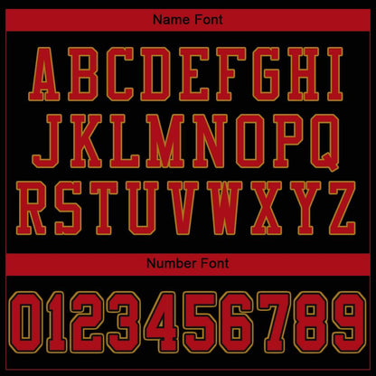 Custom Black Red-Old Gold Mesh Authentic Football Jersey