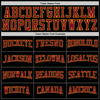 Custom Black Maroon-Gold Authentic Throwback Basketball Jersey