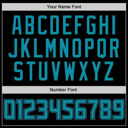 Custom Black Teal-Black Performance T-Shirt