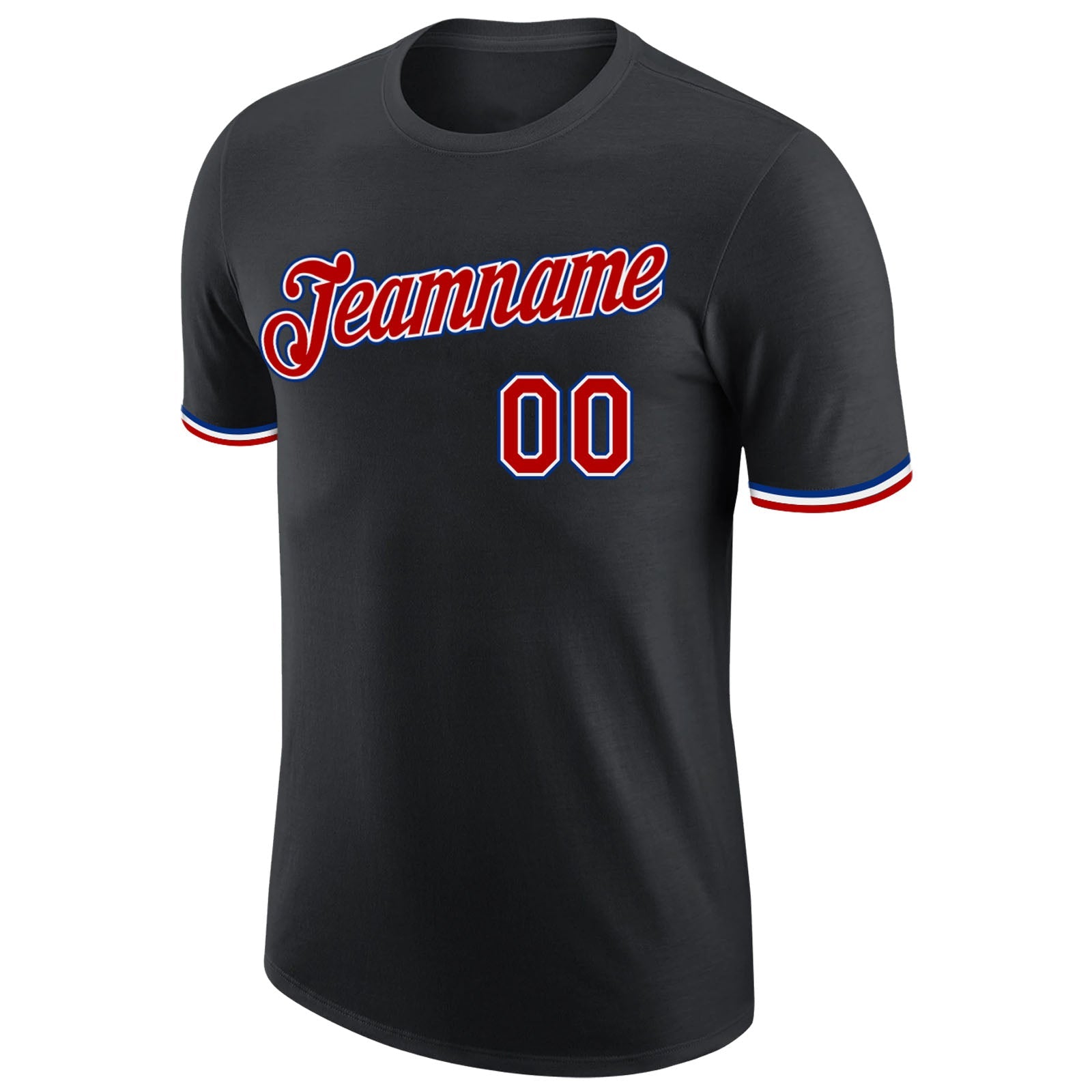 Custom Black Red-Royal Performance T-Shirt