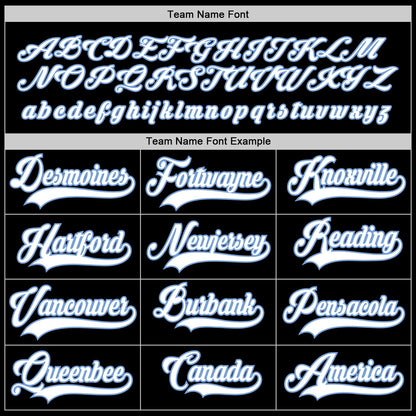 Custom Black White-Light Blue Hockey Jersey
