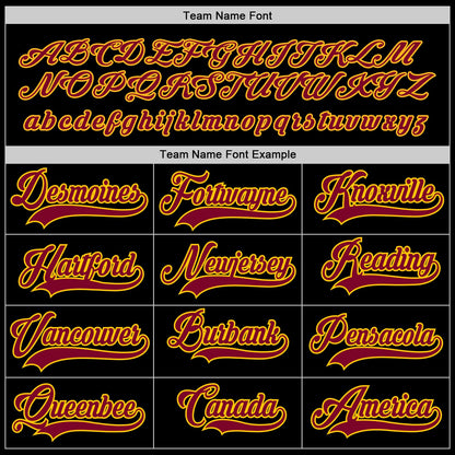 Custom Black Maroon-Gold Hockey Jersey