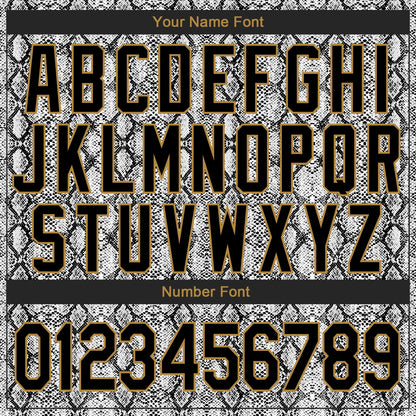 Custom Stitched Black Black-Old Gold 3D Pattern Design Snakeskin Sports Pullover Sweatshirt Hoodie