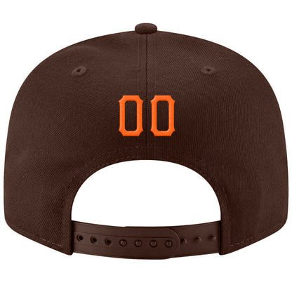 Custom Brown Orange-White Stitched Adjustable Snapback Hat