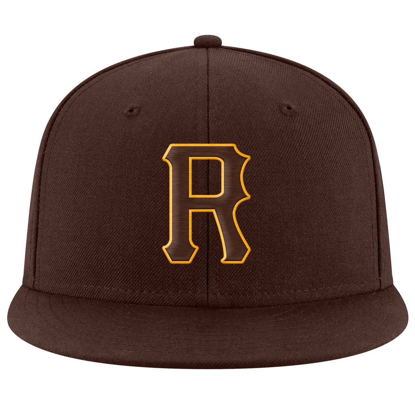 Custom Brown Brown-Gold Stitched Adjustable Snapback Hat
