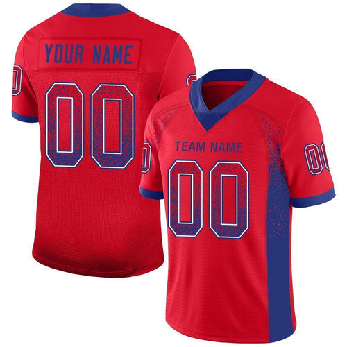 Custom Red Royal-White Drift Fashion Football Jersey