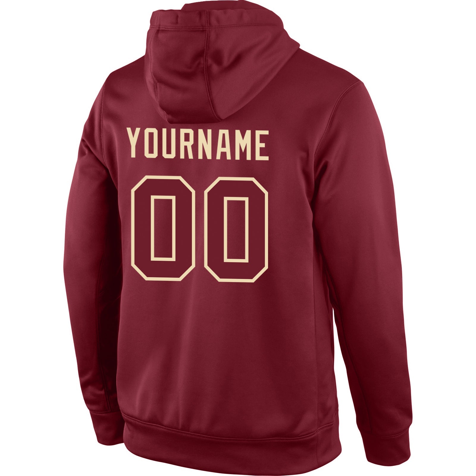 Custom Stitched Burgundy Burgundy-Cream Sports Pullover Sweatshirt Hoodie