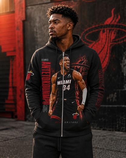 Giannis Antetokounmpo 34 Miami Basketball Fan Shirt, Hoodie, Sweatshirt & Zip Hoodie | Heat Inspired NBA Apparel