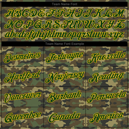 Custom Stitched Camo Green-Gold Sports Pullover Sweatshirt Salute To Service Hoodie