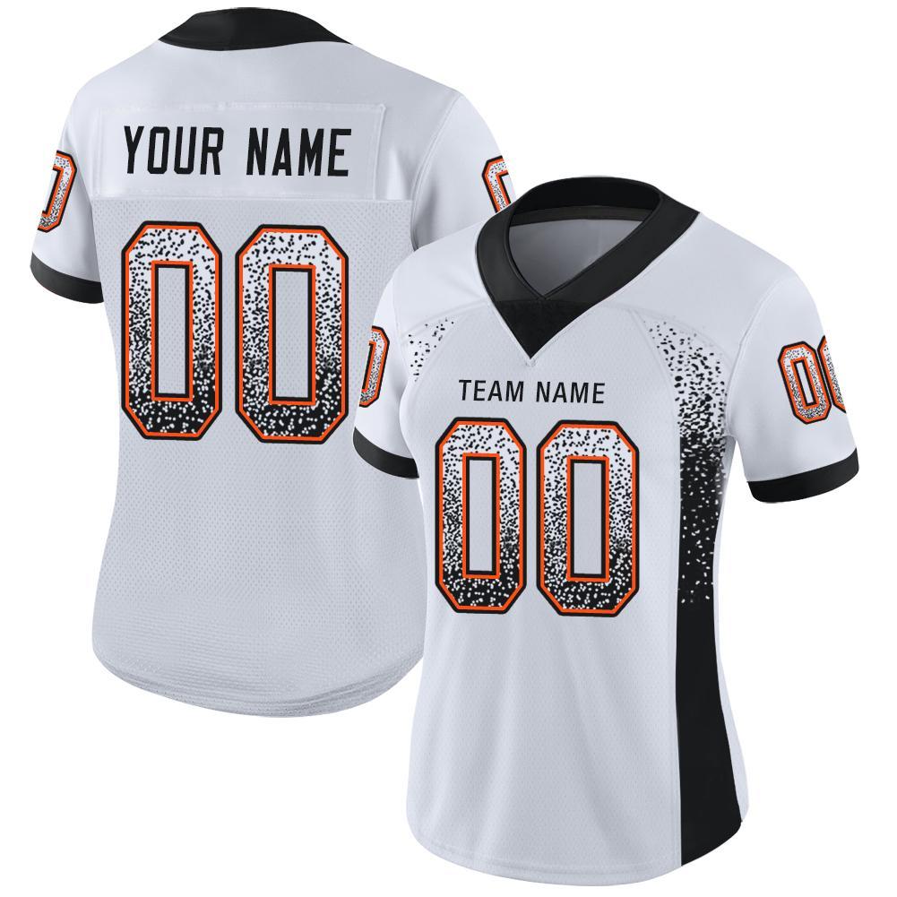 Custom White Black-Orange Drift Fashion Football Jersey