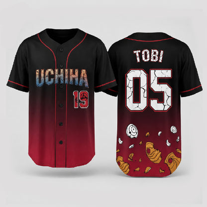 Custom Red Black Anime Baseball Jersey, Ninja Clan Inspired Personalized Shirt