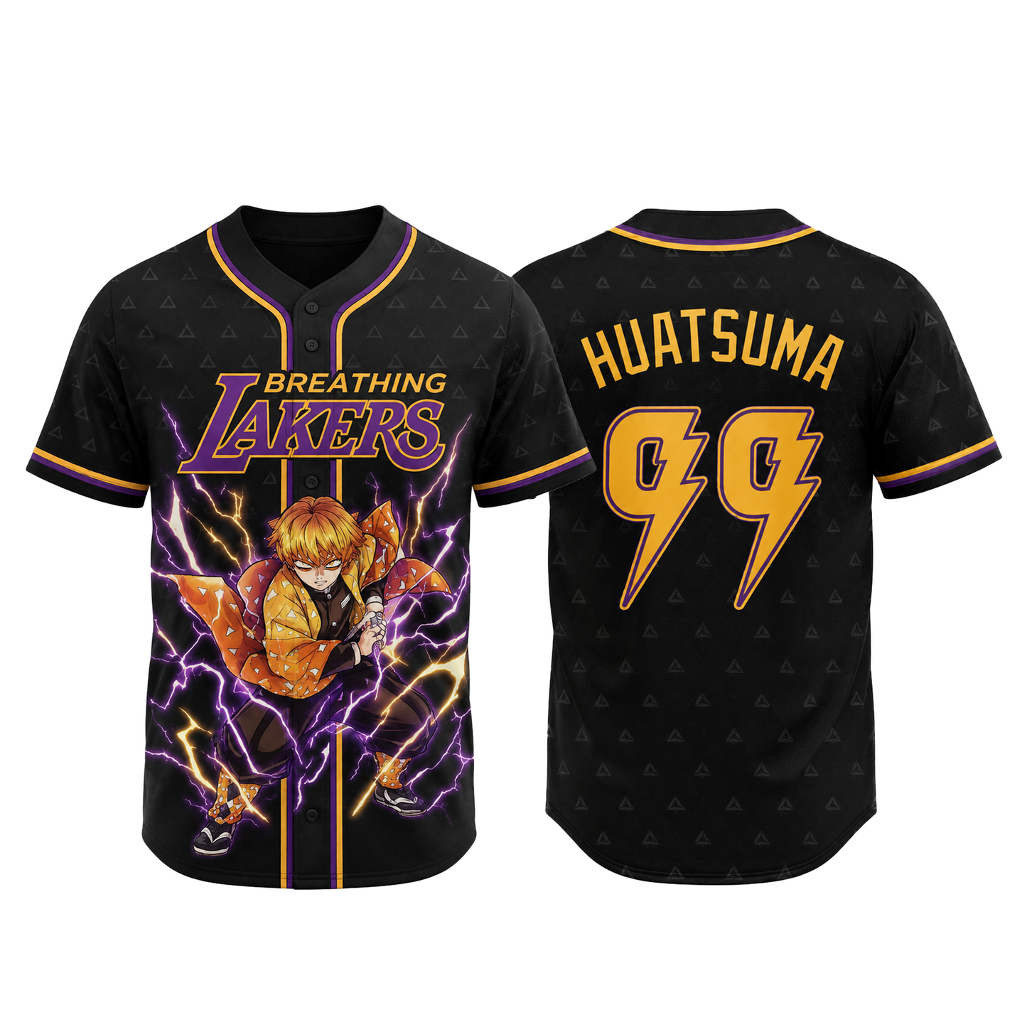 Custom Thunder Breathing Baseball Jersey, Yellow Anime Inspired Sports Shirt
