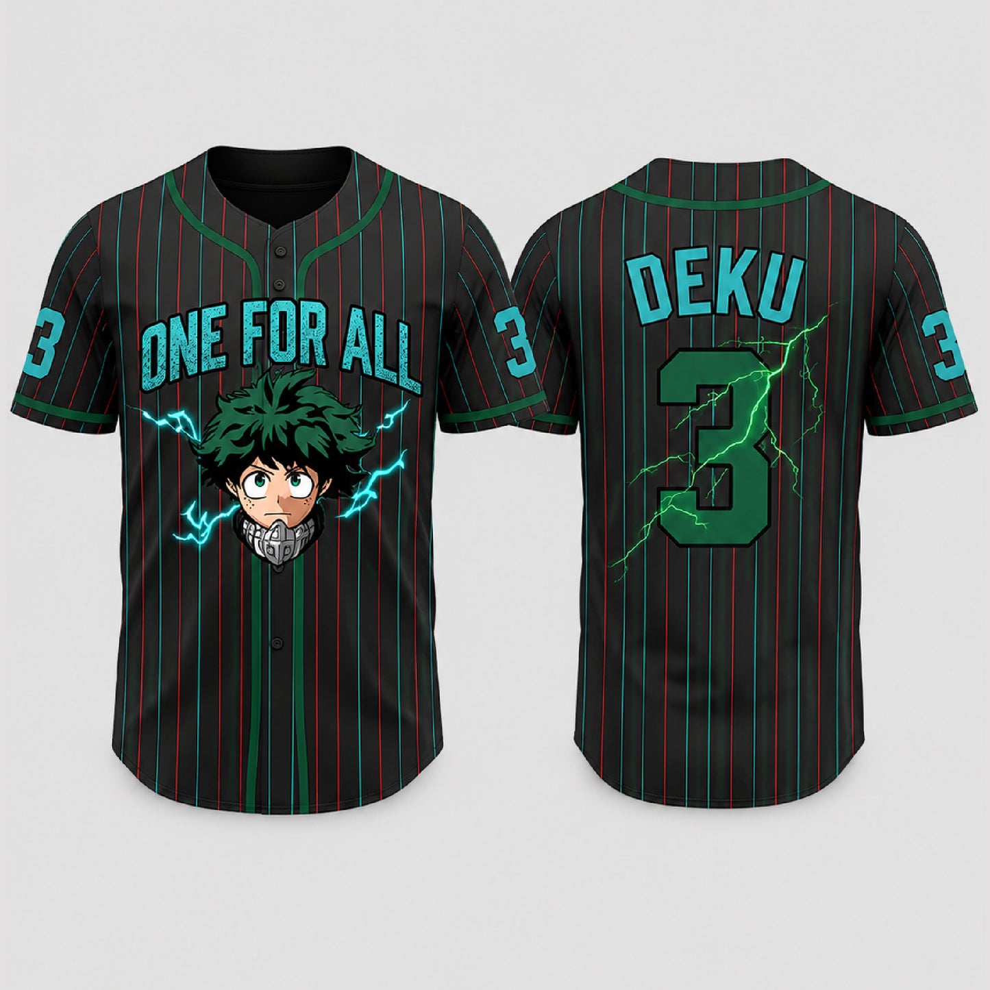 Custom Green Hero Baseball Jersey, Anime Academy Inspired Personalized Shirt
