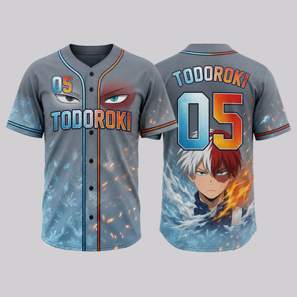 Custom Element Power Baseball Jersey, Fire Ice Anime Hero Inspired Shirt