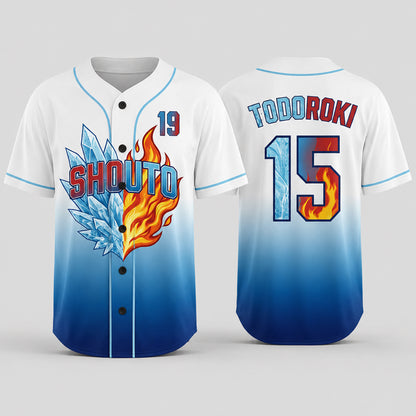 Custom Ice Fire Anime Baseball Jersey, Personalized Name Number Hero Inspired Shirt