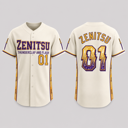 Anime Thunderclap Baseball Jersey, Purple Gold Basketball Inspired Shirt