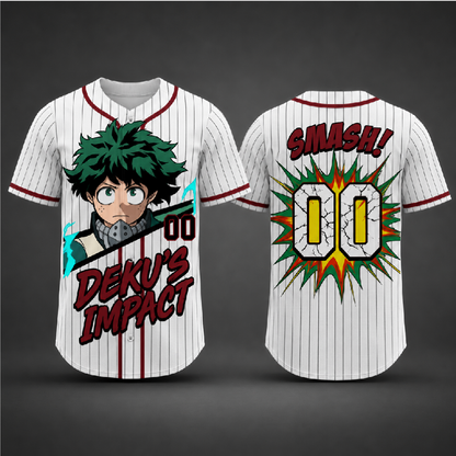Custom Green Power Baseball Jersey, Anime Hero Academy Inspired Shirt