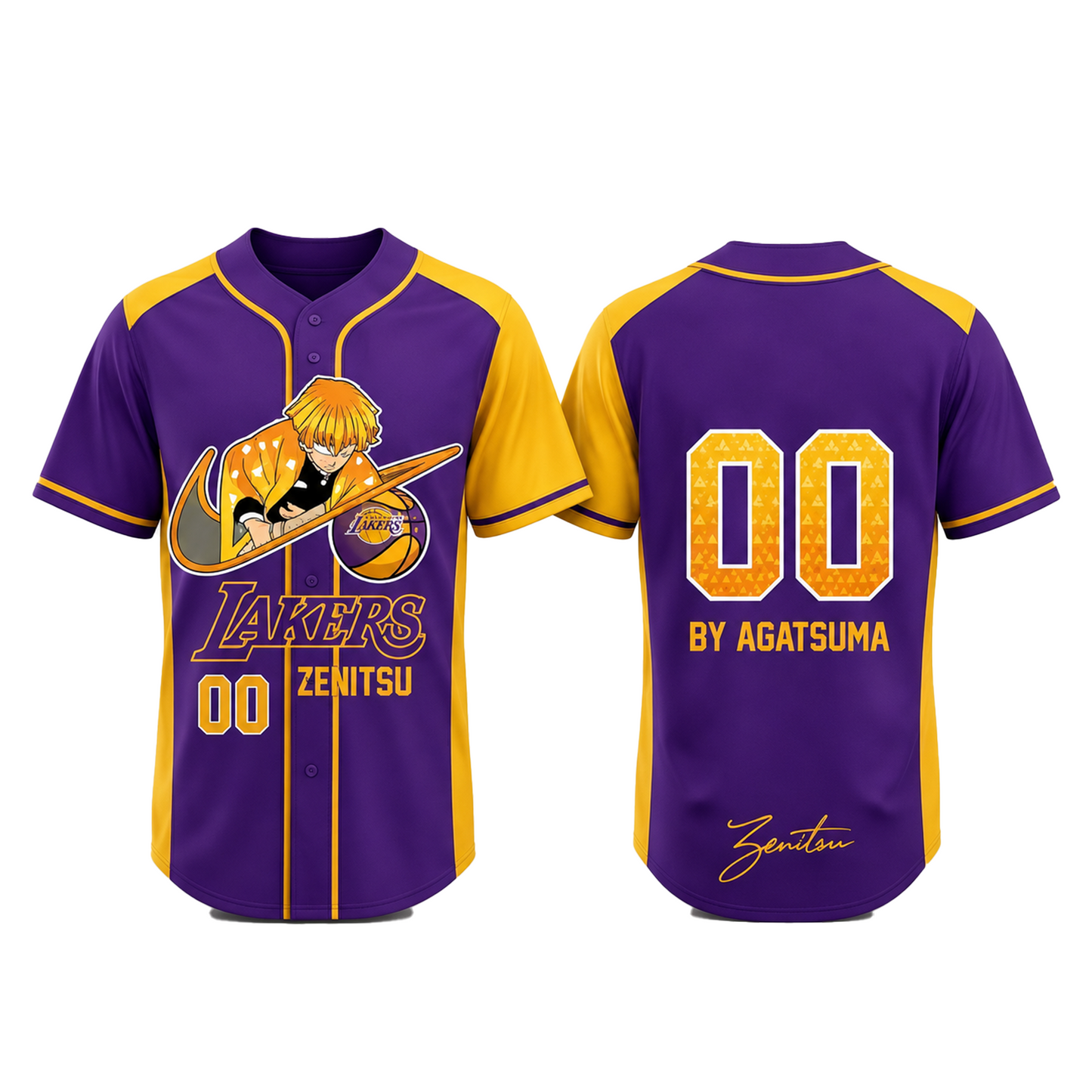 Custom Electric Warrior Baseball Jersey, Purple Gold Anime Style Shirt