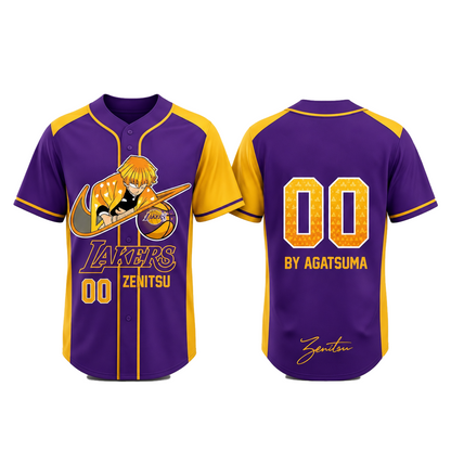 Custom Electric Warrior Baseball Jersey, Purple Gold Anime Style Shirt