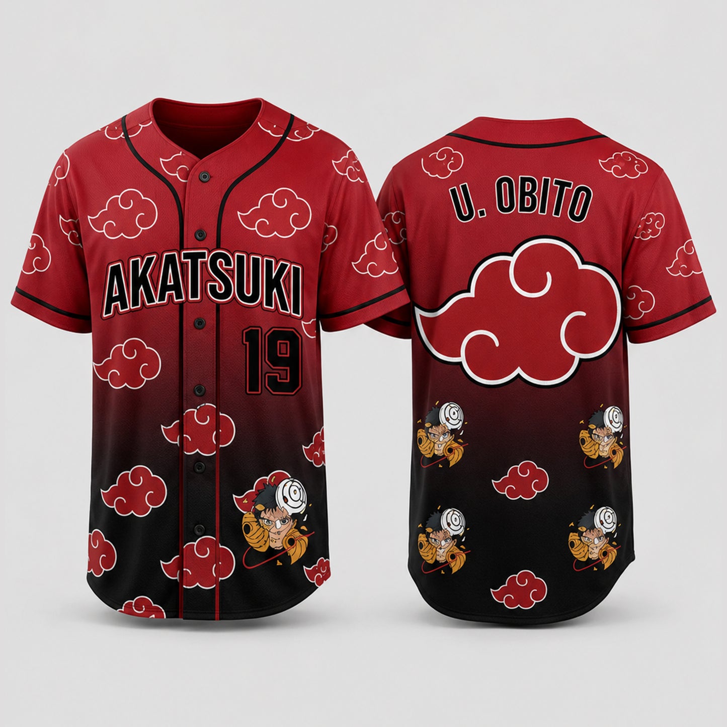 Custom Red Cloud Ninja Baseball Jersey, Personalized Name Number Anime Inspired Shirt