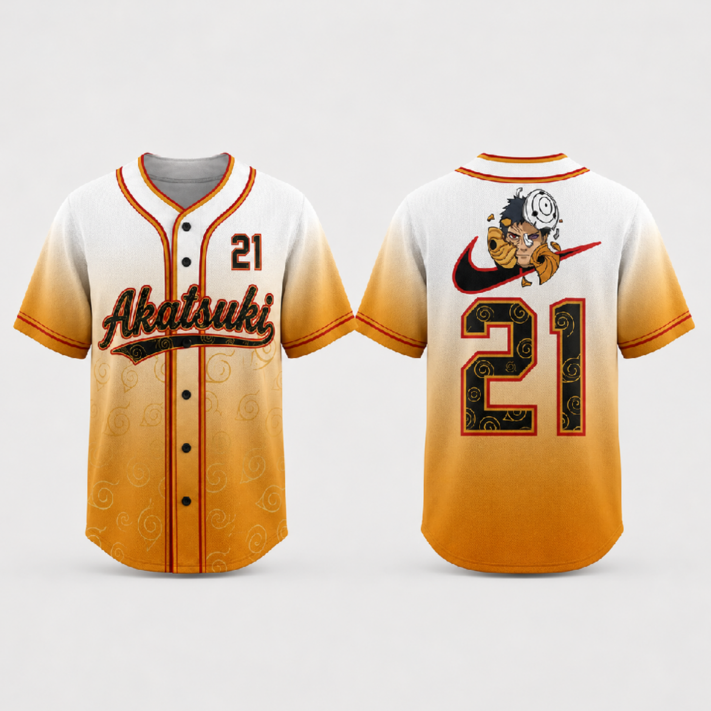 Custom Orange Masked Ninja Baseball Jersey, Personalized Name Number Anime Inspired Shirt