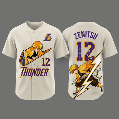 Anime Thunder Swordsman Baseball Jersey, Yellow Lightning Fan Apparel