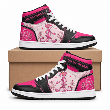 Pink Panther - Think Pink - Breast Cancer Awareness High Top Sneakers