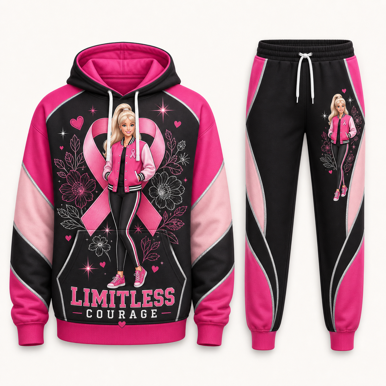 Barbie - Limitless Courage - Breast Cancer Awareness Hoodie and Pants Set