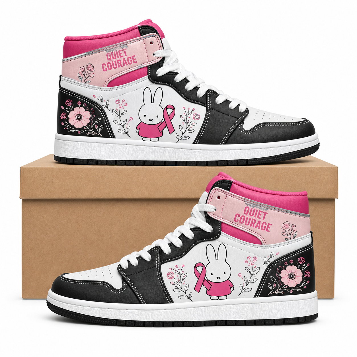 Miffy - Quiet Courage - Breast Cancer Awareness High Top Sneakers