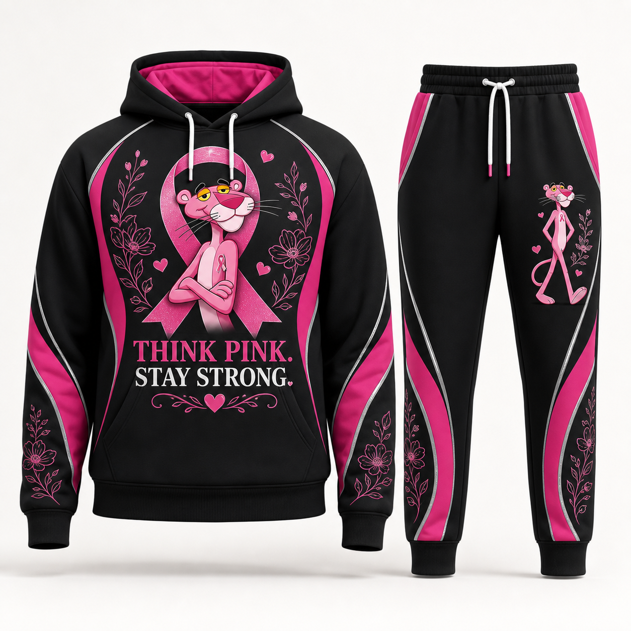 Pink Panther - Think Pink - Breast Cancer Awareness Hoodie and Pants Set
