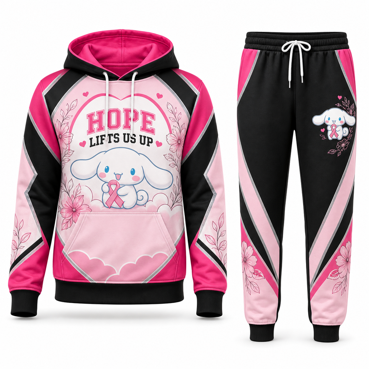 Cinnamoroll - Hope Lifts Us Up - Breast Cancer Awareness Hoodie and Pants Set