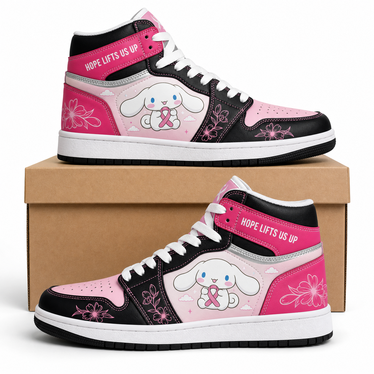 Cinnamoroll - Hope Lifts Us Up - Breast Cancer Awareness High Top Sneakers