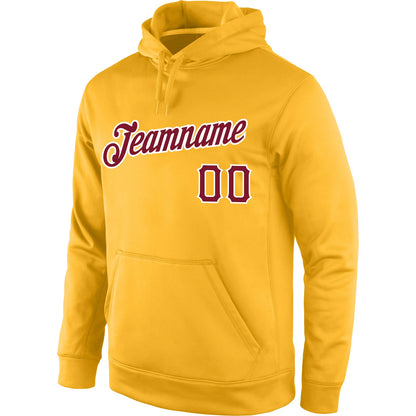 Custom Stitched Gold Crimson-White Sports Pullover Sweatshirt Hoodie