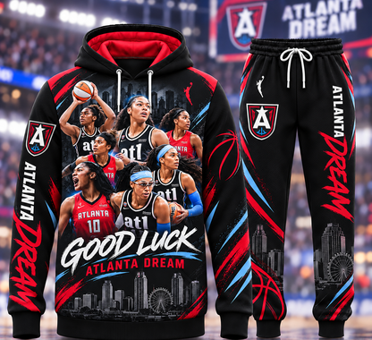 Good Luck Atlanta Dream postseason roster graphic hoodie and sweatpants streetwear tracksuit set - Style 04