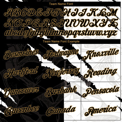 Custom Graffiti Pattern Black-Old Gold Scratch 3D Performance T-Shirt