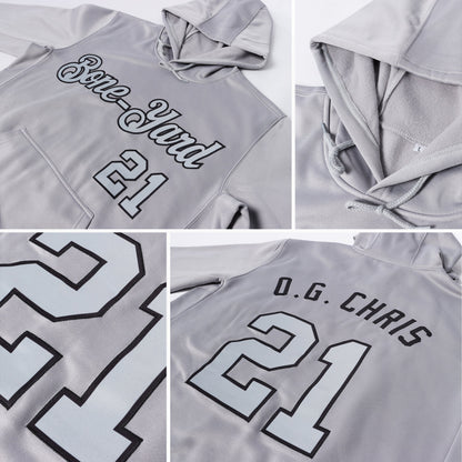 Custom Stitched Gray Gray-Black Sports Pullover Sweatshirt Hoodie