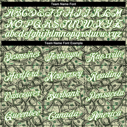 Custom Green White-Neon Green 3D Pattern Design Dollar Performance T-Shirt