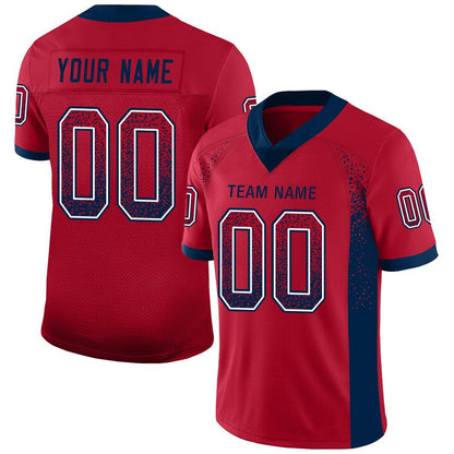 Custom Red Navy-White Drift Fashion Football Jersey