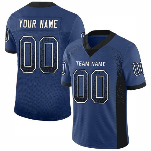 Custom Royal Black-White Drift Fashion Football Jersey