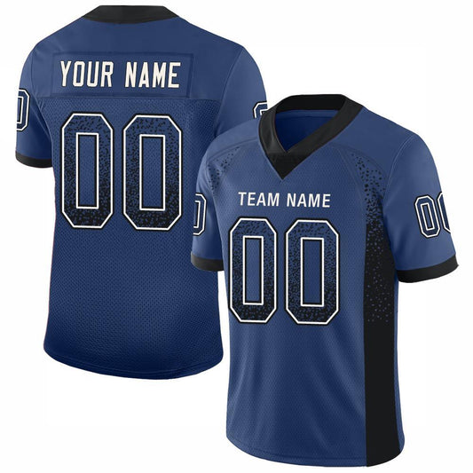 Custom Royal Black-White Drift Fashion Football Jersey