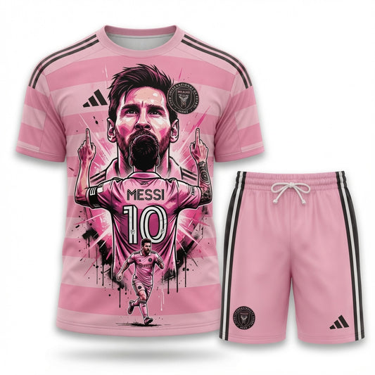 Special Edition Football Legend T-Shirt + Shorts Set — Pink Soccer Fan Outfit - Custom Fan Apparel Image 1