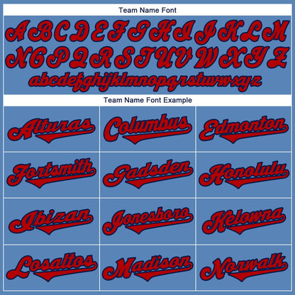 Custom Light Blue Red-Navy Authentic Throwback Rib-Knit Baseball Jersey Shirt