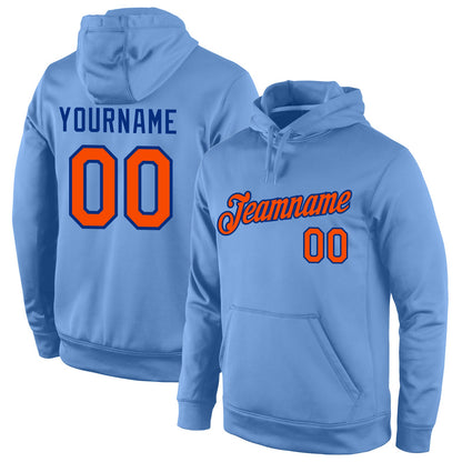 Custom Stitched Light Blue Orange-Royal Sports Pullover Sweatshirt Hoodie