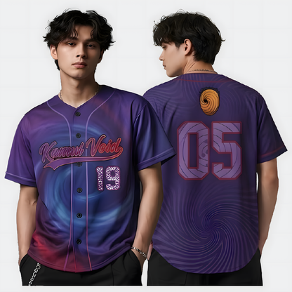 Custom Purple Anime Baseball Jersey, Spiral Ninja Inspired Personalized Shirt