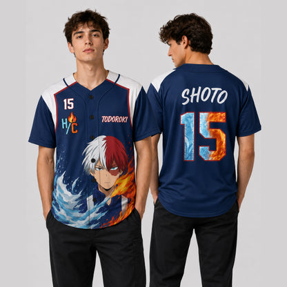 Personalized Ice Flame Baseball Jersey, Custom Name Number Anime Fan Shirt