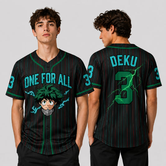 Custom Green Hero Baseball Jersey, Anime Academy Inspired Personalized Shirt