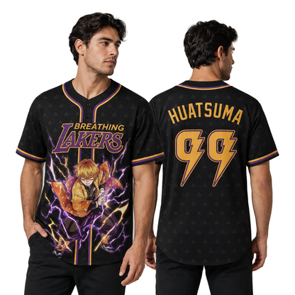 Custom Thunder Breathing Baseball Jersey, Yellow Anime Inspired Sports Shirt