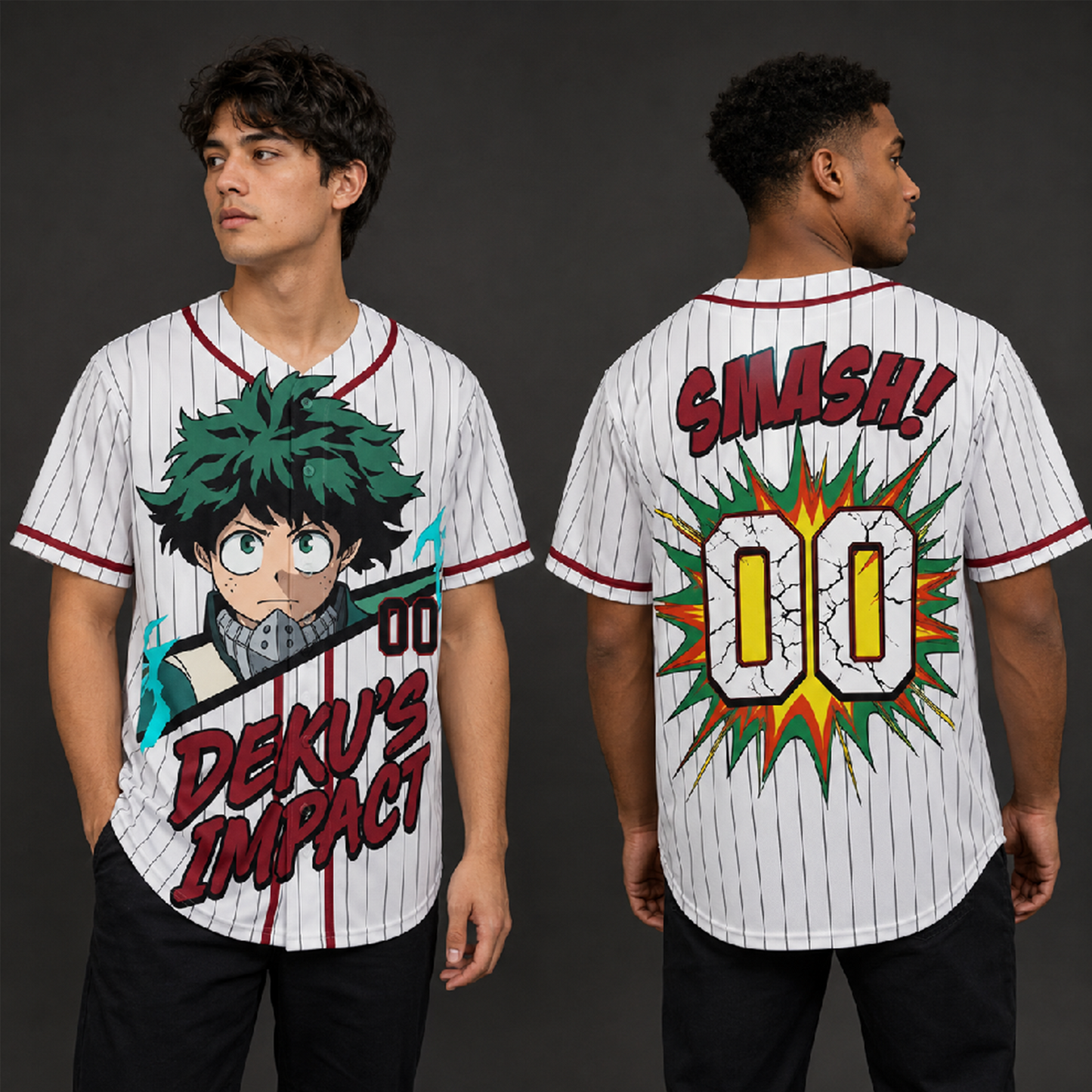 Custom Green Power Baseball Jersey, Anime Hero Academy Inspired Shirt