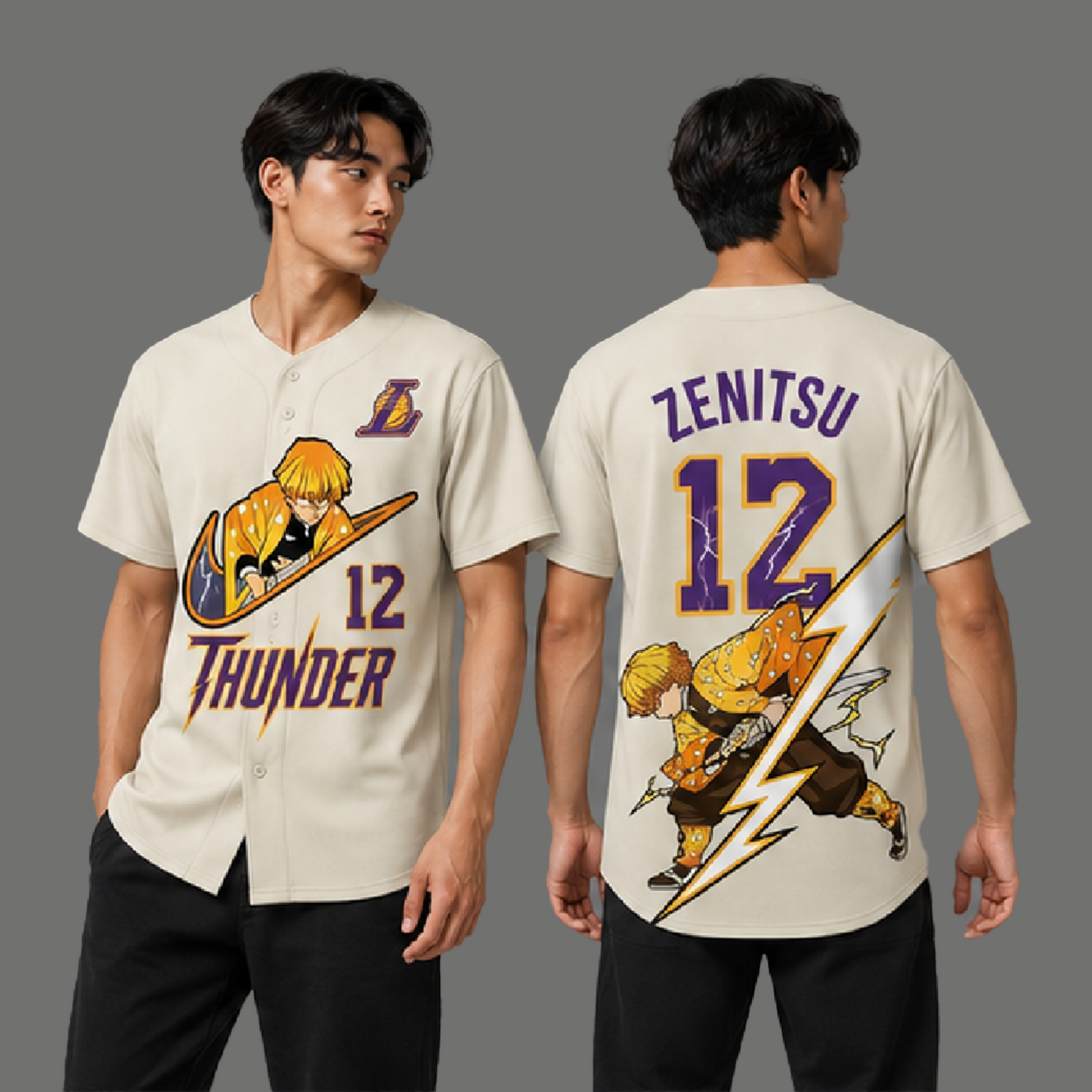 Anime Thunder Swordsman Baseball Jersey, Yellow Lightning Fan Apparel