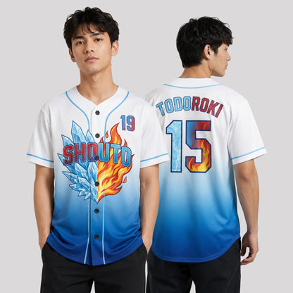 Custom Ice Fire Anime Baseball Jersey, Personalized Name Number Hero Inspired Shirt